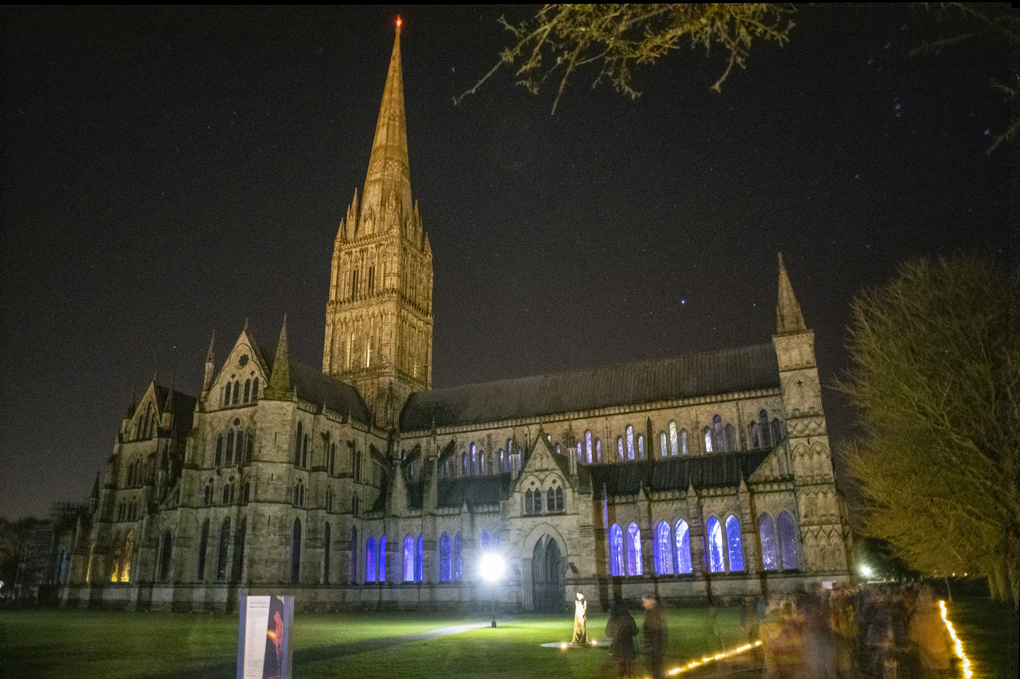 Sarum Lights Festival, with the facade and interior gloriously illuminated